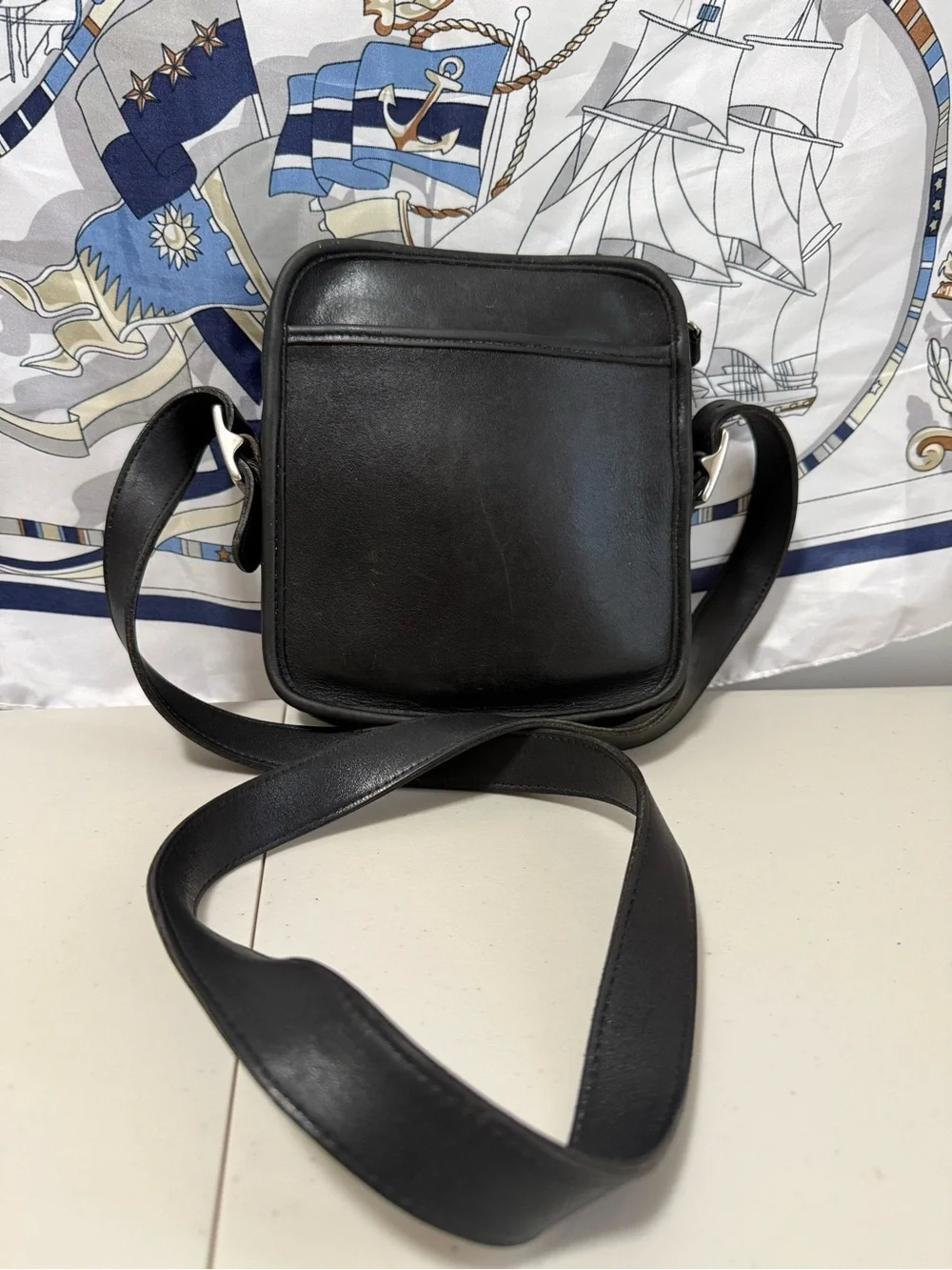 Vintage Coach Black Leather Shoulder/Crossbody Bag